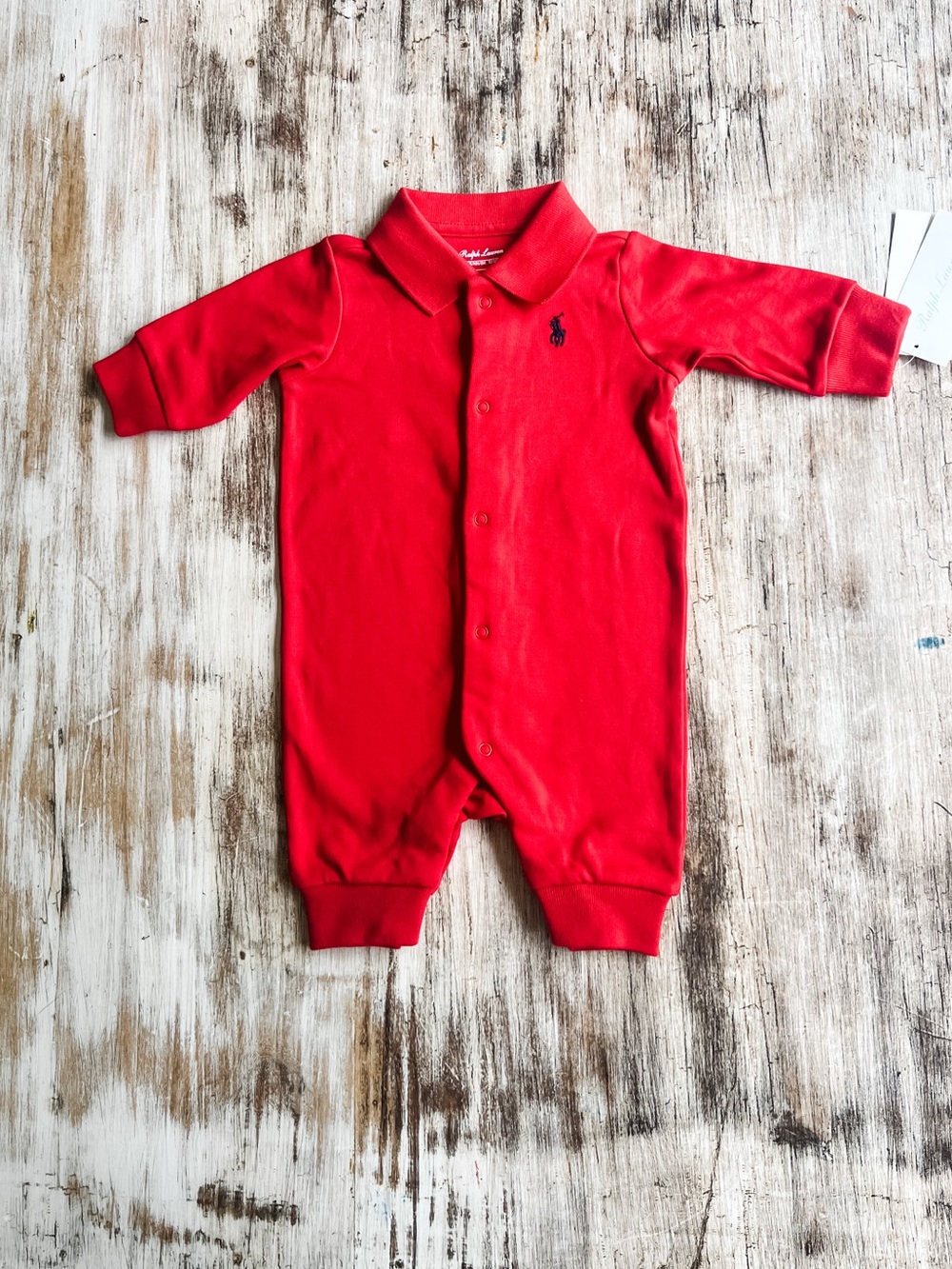 BNWT Ralph Lauren Red Polo One-Piece Onesie Newborn